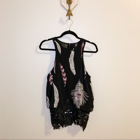 Revolve Line & Dot Navy Blue, Feather Print Tank - Picture 2 of 8